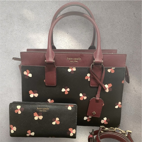 Kate Spade Cameron Dusk Buds satchel/crossbody & matching wallet - Picture 1 of 15